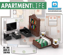 Load image into Gallery viewer, Brick Loot Toy Building Blocks Furniture Minifigure Accessory City Set Kit 236pcs 100% Compatible Fits Lego &amp; Major Brands - Includes Toy Bookcase, TV, Bed, Couch, Chair, Coffee Table, Books
