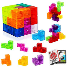 Load image into Gallery viewer, Magnet Toys Building Blocks Magic Magnet 3D Puzzle Cubes, Stress Relief for Adults, Set of 7 Multi Shapes Magnet Blocks with 54 Guide Cards (Transparent)
