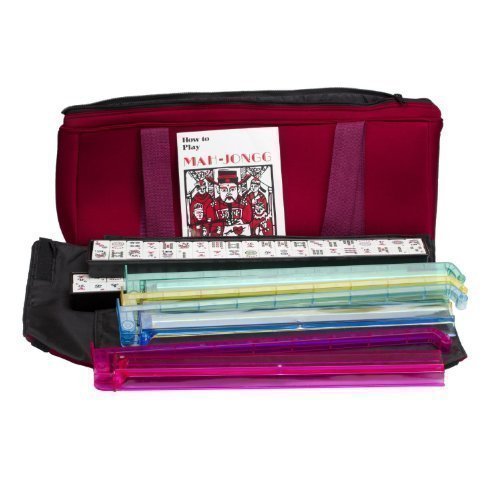 American Mah Jongg Soft Bag Case New 166 Tile Set with 4 Color Pushers, Burgundy(Discontinued by manufacturer)