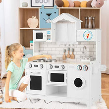 Load image into Gallery viewer, Costzon Kids Kitchen Playset, Wooden Pretend Play Toys w/ Washing Machine, Stovetop, Oven, Microwave, Removable Sink, Stoves, Open Shelf, Realistic Cooking Experience for Boys Girls (White)
