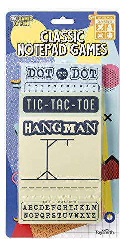 Toysmith Classic Notepad Games, Hangman, Dot to Dot, Tic-Tac-Toe