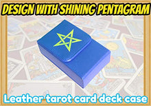Load image into Gallery viewer, Kurop Leather Pentagram Tarot Card Case Deck Box Storage Box Magnet Opening and Closing Standard Size Tarot Card Compatible (Blue)
