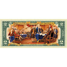 Load image into Gallery viewer, Two Dollar Colorized Bill Declaration of Independence | Genuine United States Currency | Patriotic Collectible | Certificate of Authenticity  American Coin Treasures

