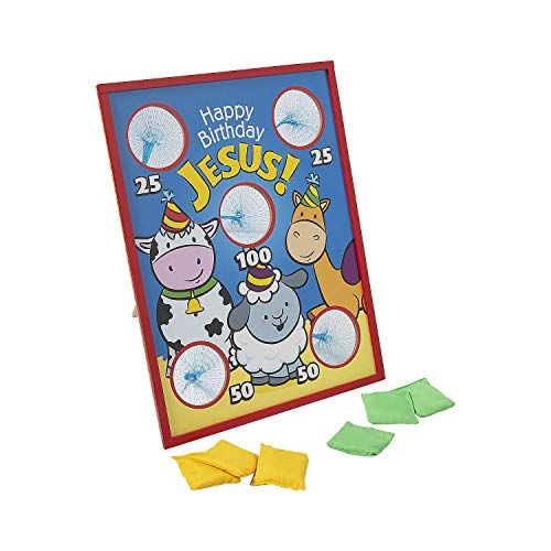 Happy Birthday Jesus Bean Bag Toss Game - Toys - 7 Pieces