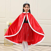 Load image into Gallery viewer, Hooded Cape Velvet Cloaks Costume - Birthday Halloween Cosplay for Girls Princess Costumes Party Accessories (Red, S)
