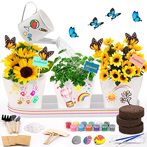 X TOYZ Planting Flower Growing Kit, Kids Gardening Arts & Crafts Set, Garden Project Activity for Girls and Boys 4, 5, 6, 7, 8-12 Year Old, Paint Toy Set Gifts for Kids