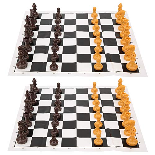 Chess Pieces Set, Portable Foldable Professional Plastic Chess Set, 2 Set Adults for Kids