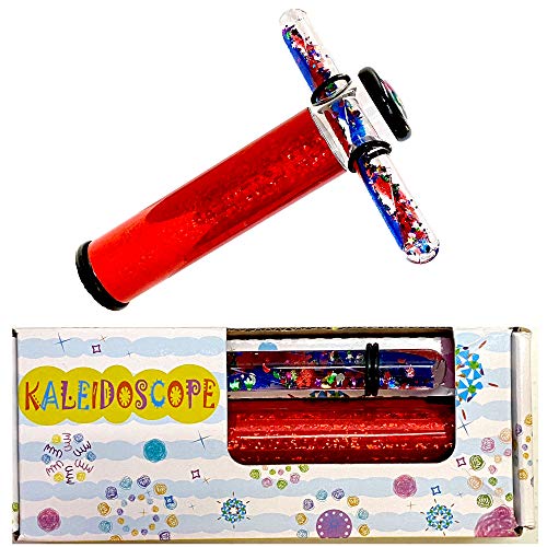 Star Magic Glitter Tube Kaleidoscope, Liquid-Glitter Filled Tube Kscope, Motion Tube Kaleidoscope (Red) in Gift Box