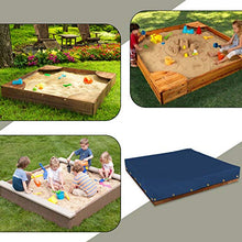 Load image into Gallery viewer, Sandbox Cover 18 Oz Waterproof - Sandpit Cover 100% Weather Resistant with Air Pocket &amp; Elastic for Snug Fit (60&quot; W x 60&quot; D x 8&quot; H, Blue)
