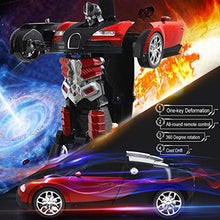 Load image into Gallery viewer, Trimnpy RC TransformRobot Toy Remote Control Car for Kid, Hobby Deformation Vehicles, 360 Speed Drifting with One Button Transformation 1:18 Scale, 6-18 Year Old Boys &amp; Girls Birthday Gifts (Red)
