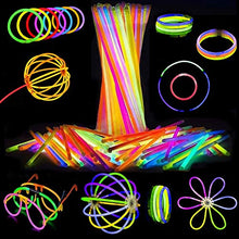 Load image into Gallery viewer, Attikee 448 PCS Glow Sticks Bulk, Glow Party Supplies, 8 Inch 7 Colors 200PCS Glow Sticks &amp; 248PCS Connectors for Eyeglasses Balls Flowers Necklaces Bracelets, Glow in Dark Light Sticks for Kid Adult
