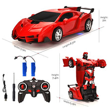 Load image into Gallery viewer, VillaCool Remote Control Car, Transform Deformation Robot Vehicle, 360 Speed Drifting and LED Lights, RC Toy Car Age 3 4 5 6 7 8-14 Years Old Boys Girls Kids, Best Birthday &amp; Christmas Gifts (Red)

