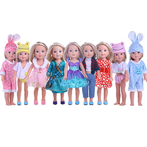 ZWSISU Cute Doll Clothes for American Girl Dolls:- 5sets Clothes for 14.5inch Wellie Wisher Dolls ...