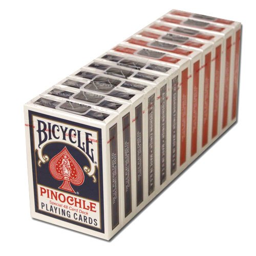 12 Decks Bicycle Pinochle Cards (6 Red / 6 Blue)