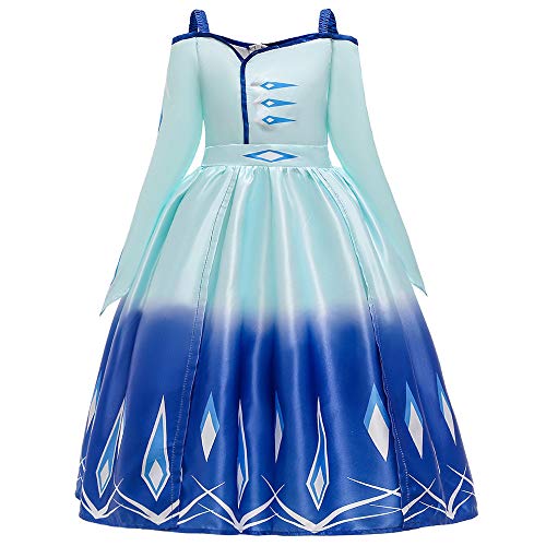 Quenny Frozen ? Cosplay Costume,Halloween Cartoon Princess Dress. (Blue, Small)