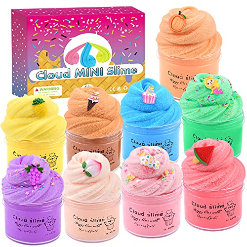 Cloud Slime kit, 9 Pack Scented Slime Party Favor Gifts, Bulk Slime Putty Toy for Girls and Boys for Sensory and Tactile Stimulation, Prize, Goodie Packs Stuffers for Kids, Soft Non-Sticky