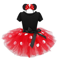 Yeahdor Toddler Girls Mini Mouse Fancy Costume Birthday Party Polka Dots Tutu Dress with Cosplay Cartoon Headband Set Black Red 3T