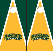 Load image into Gallery viewer, Baylor University Arch Yellow and Hunter Green Matching Triangle Cornhole Boards
