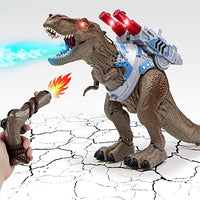 Remote Control Dinosaur Toys for Kids - Smalody Spraying Walking Tyrannosaurus Toy, Realistic Shooting T-Rex Toy with Light Up & Roaring, RC Electronic Interactive Toys for Kids Age 3+
