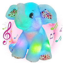 Load image into Gallery viewer, BSTAOFY 12 Musical Light Up Elephant Plush Toy Floppy LED Stuffed Animals Lullabies Nightlight Bedtime for Kids Birthday for Toddlers, Blue
