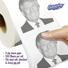 Load image into Gallery viewer, Donald Trump Toilet Paper Roll - Funny Political Novelty Gag Gift Toilet Paper for Democrats and Republicans - 3 Ply Soft Bathroom Toilet Tissue 250 Sheets in Each Roll - Hilarious White Elephant Idea
