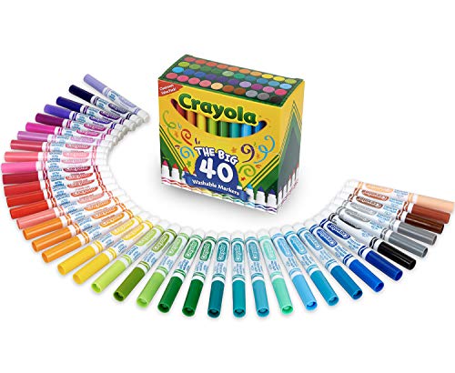 Crayola Ultra Clean Washable Broad Line Markers, 40 Classic Colors, Stocking Stuffers for Kids