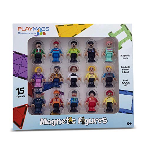 Playmags Original Magnet Building Tiles - Clear Magnetic 3D Building Blocks, Creative Imagination, Inspirational, Pretend Play and Educational Conventional (15 Figures)