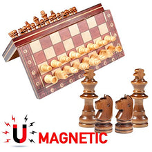 Load image into Gallery viewer, RiToEasysports 3 in 1 Magnetic Chess Set 9.1&quot; x 9.3&quot; Wooden Folding International Chess Set with Magnetic Chess Pieces
