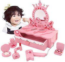 Load image into Gallery viewer, LLNN Simple and Stylish Makeup Vanity Set for Bedroom, Pretend Play Vanity Table and Chair Beauty Mirror and Accesories Play Set with Fashion &amp; Makeup Accessories for Girls, Villa Furniture
