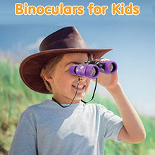 Load image into Gallery viewer, LTWQLing Toy Binoculars for Kids Best Gifts for 3-8 Years Boys Girls Rubber 4x30mm Children Binoculars for Bird Watching,Hiking,Birthday Presents for Kids,Travel,Camping (Purple Bear)
