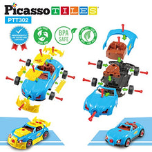 Load image into Gallery viewer, PicassoTiles Take-A-Part Race Car Set with LED, Engine Sound, Mini Electric Power Tool Reversible Drill, Screws Included PTT302 2-in-1 DIY Construction Build Your Own 30pc Racing Car S.T.E.A.M. Kit
