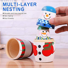 Load image into Gallery viewer, EXCEART Christmas Wooden Russia Dolls Superposed Dolls Winter 5 Layers Snowman Pattern Stacking Dolls
