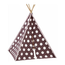 Load image into Gallery viewer, Modern Home Children&#39;s Canvas Tepee Set with Travel Case - Brown/White Polka Dot
