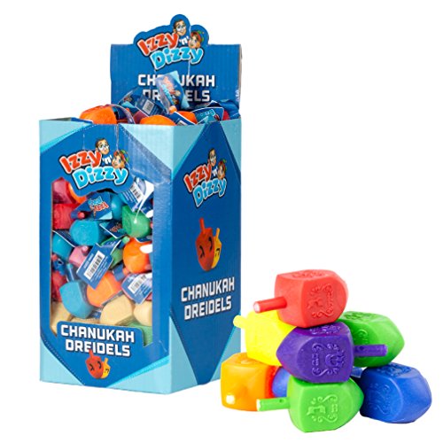 100 Medium Dreidels - Assorted Colors - Classic Chanukah Spinning Draidel Game, Gift and Prize - Bulk Value Pack - by Izzy n Dizzy