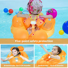 Load image into Gallery viewer, LAYCOL Baby Swimming Pool Float with Removable UPF 50+ UV Sun Protection Canopy,Toddler Inflatable Pool Float for Age of 3-36 Months,Swimming Trainer (Orange, L)
