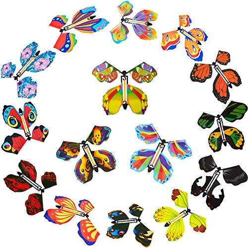 15 Pieces Wind up Butterfly Magic Flying Butterfly Flying Butterflies for Explosion Box Card Insert Rubber Band Butterfly Toy for Gift Box, Card Surprise, Valentine's Day Surprise (Multiple Styles)