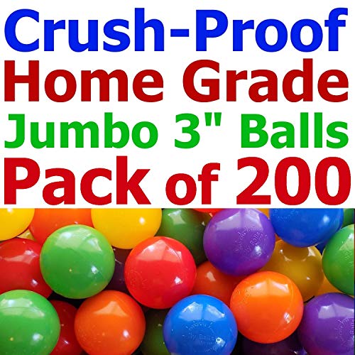 My Balls by CMS Pack of 200 pcs 3.1'' Jumbo Size Crush Proof Plastic Balls in 5 Bright Colors - Phthalate Free BPA Free, Perfect Amount for a Small Inflatable Pool