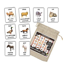 Load image into Gallery viewer, Farm Animals Flash Cards - 27 Laminated Flashcards | Homeschool | Montessori Materials | Multilingual Flash Cards | Bilingual Flashcards - Choose Your Language (Tamil + English)
