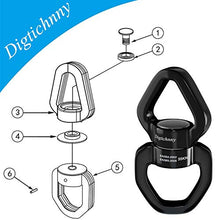 Load image into Gallery viewer, Swing Swivel, 35KN Safety Rotational Device, Digtichnny Swing Spinner for Web Tree Swing, Aerial Dance, Childrens Swing, Hanging Hammock (Full Black)
