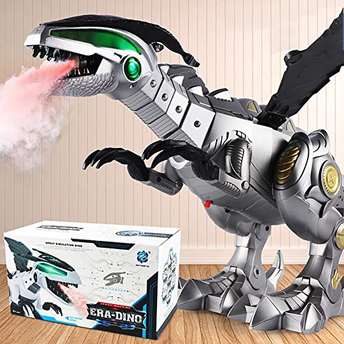 Aoile Dinosaur Shaped Toy Spray Electric Dinosaur Mechanical Pterosaurs Dinosaur Toy Kids Gift Gray