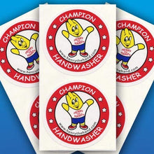 Load image into Gallery viewer, Henry The Hand&#39;s Champion Handwasher Stickers (100) Hand Washing Stickers
