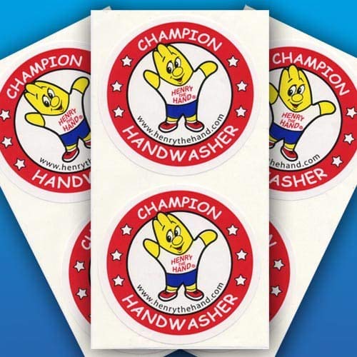 Henry The Hand's Champion Handwasher Stickers (100) Hand Washing Stickers