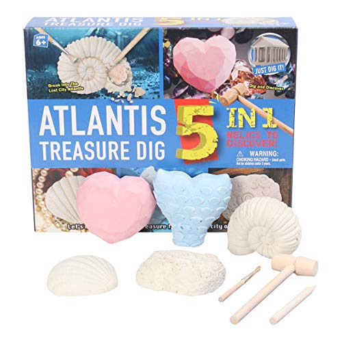 NUOBESTY Pirate Treasures Dig Kit Treasure Excavation Kits Pirate Toys Gems Dig Kits Interactive Excavating Toys Archeology Educational STEM Kits Style 1