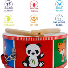 Load image into Gallery viewer, Toddler Drum with Strap _ Kids Marching Drum _ Child Wooden Snare Drum _ Musical Toy for Children 3 yrs + Color-Coded drumbook
