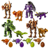JUMEI Dinosaur Transforming Robot Toys Set,Transform Robot Toys, 8pcs Dinosaur Figures,Dinosaur Figures Toys,Dinosaur Toys Gifts for Kids Age 3 4 5 7 8 9 12