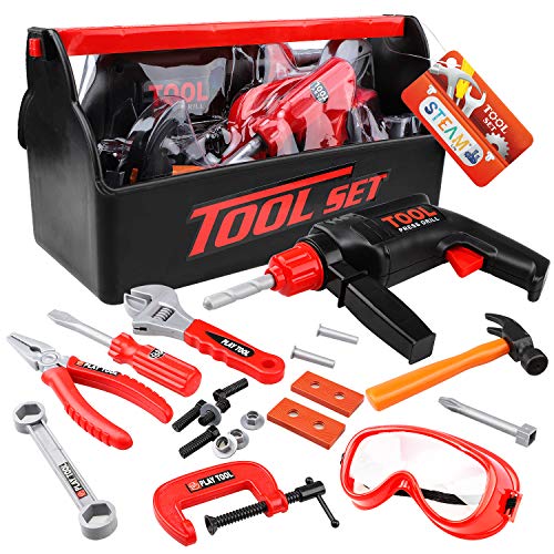 STEAM Life Kids Tool Set for Toddlers Age 3 4 5 6 7 Year Old Boy Toys - 23 pc Tool Box Set Toy Tools for Kids