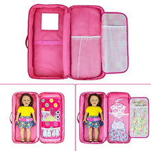 Load image into Gallery viewer, K.T.Fancy 18 Inch Girl Doll Carrier Donuts Doll Travel Case Crossbody Carrier Bag Suitcase for 18 Inch Girl Doll Accessories with Multi-Pocket Storage Closet
