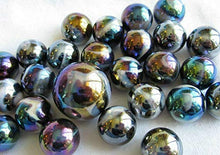 Load image into Gallery viewer, 25 Glass Marbles Milky Way Purple/Gold Oil Slick Metallic Iridescent Shooter New
