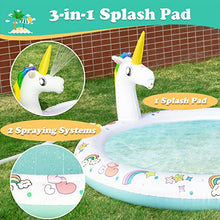 Load image into Gallery viewer, Future Way Inflatable Sprinkler Pool for Kids, 68 Inch Adjustable Splash Pad, Upgraded Outdoor Water Pool and Indoor Toy, Perfect Summer Gift for Girls, Unicorn Design
