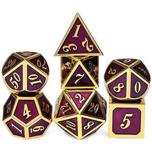 Load image into Gallery viewer, QYER Present Metal DND Dice Set 7 Die Gold Blue Metal D&amp;D Dice for Dungeons and Dragons Games-Glossy Enamel Dice Table (Color : 5)
